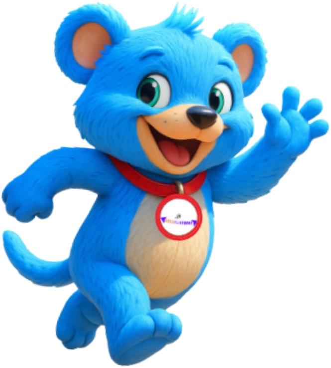Reddi, the blue ReadySprint bear, waving hello
